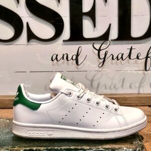 Adidas Stan Smith Shoes White Green Youth Sz 4.5 #M2605